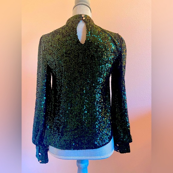Cable & Gauge Sequins Blouse NWT XS Wicked Elphaba - Picture 2 of 7